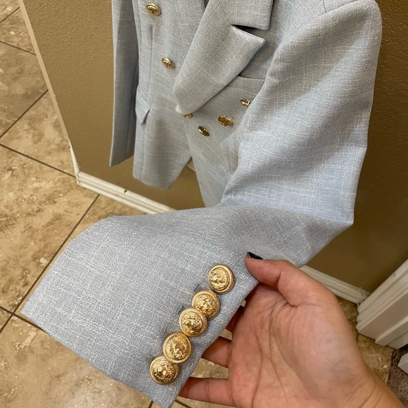 Love Labels Denim Gold Button Blazer size M- L - Picture 4 of 7